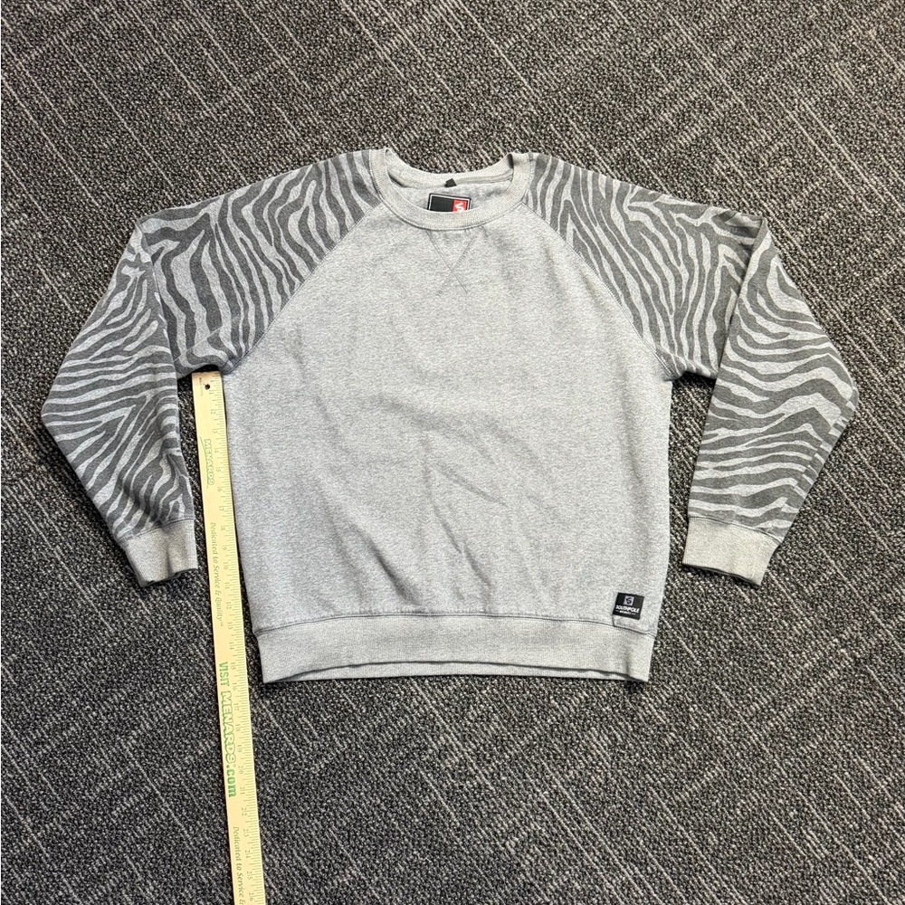 South Pole Gray Zebra Print Crewneck Sweater